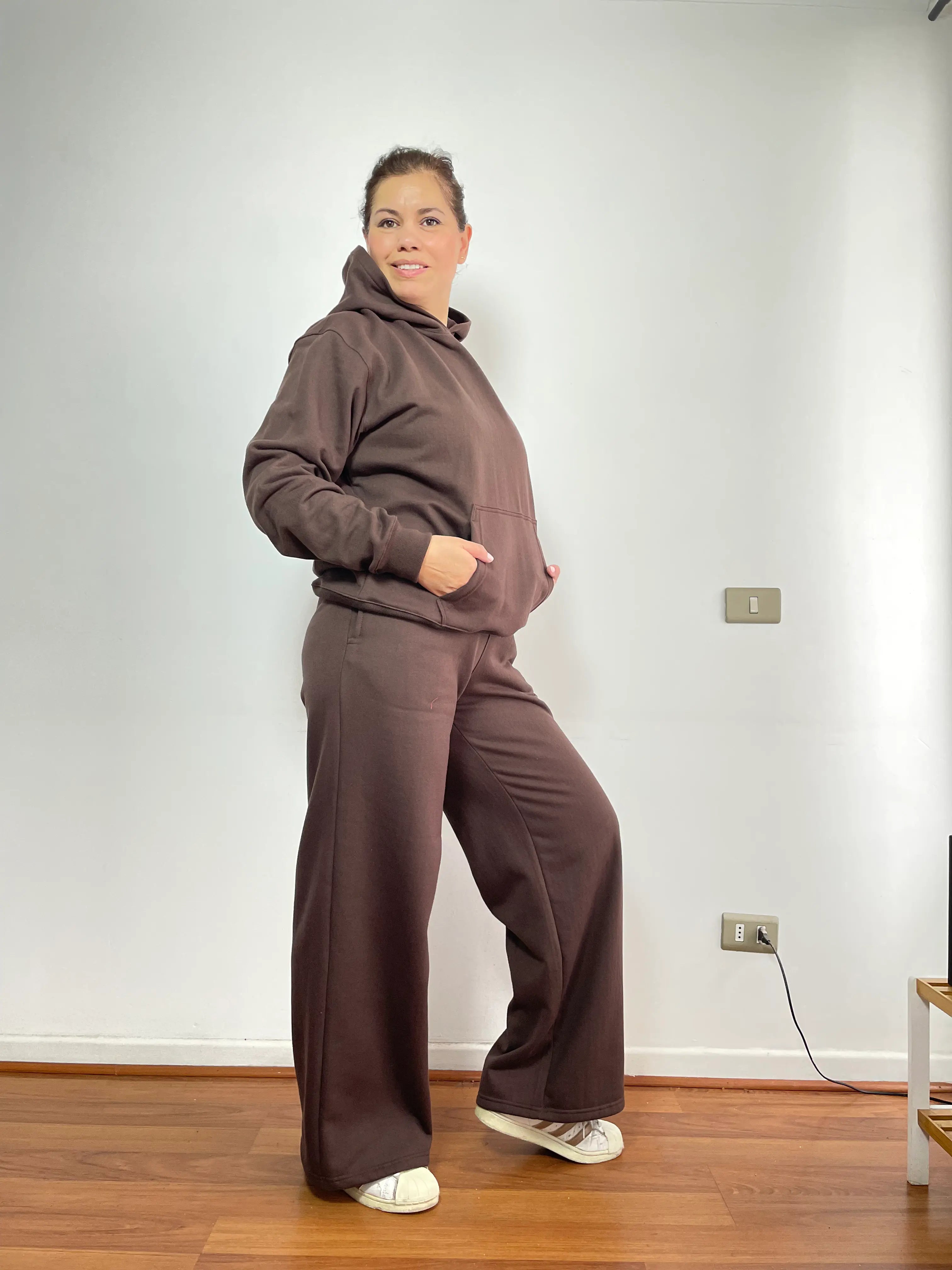 POLERON HOODIE OVERSIZED UNISEX CAFÉ