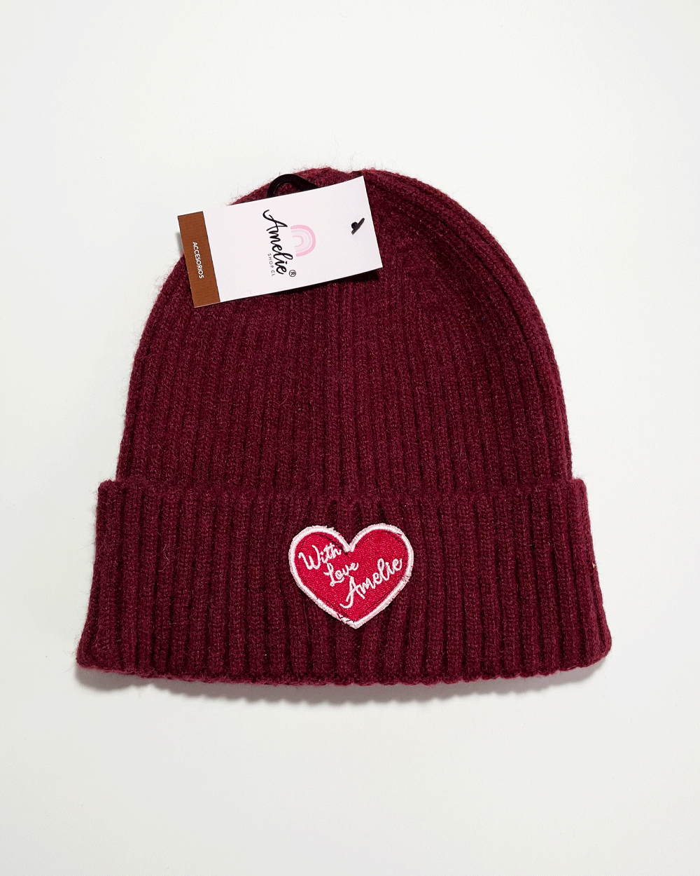 GORRO DE LANA WITH LOVE VINO