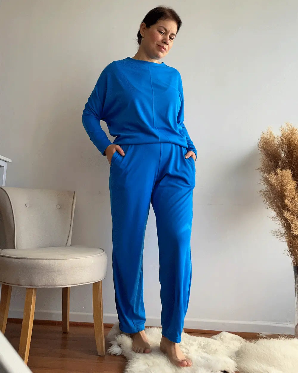 PANTALON COMFY BOMBACHA AZULINO