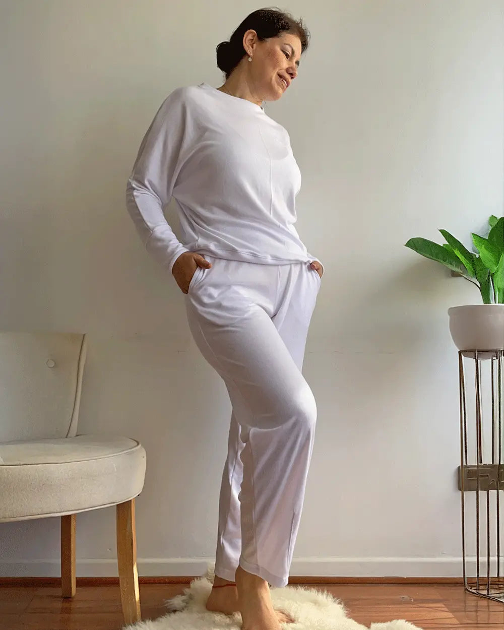 PANTALON COMFY BOMBACHA BLANCO